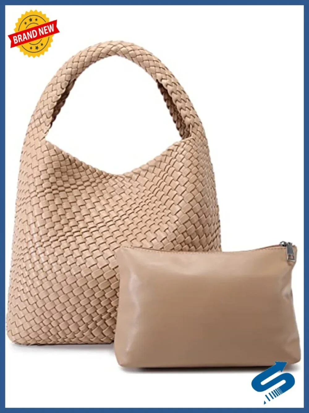 Fashion Hobo Bag Vegan Leather Top-handle Shoulder Tote Woven Purse